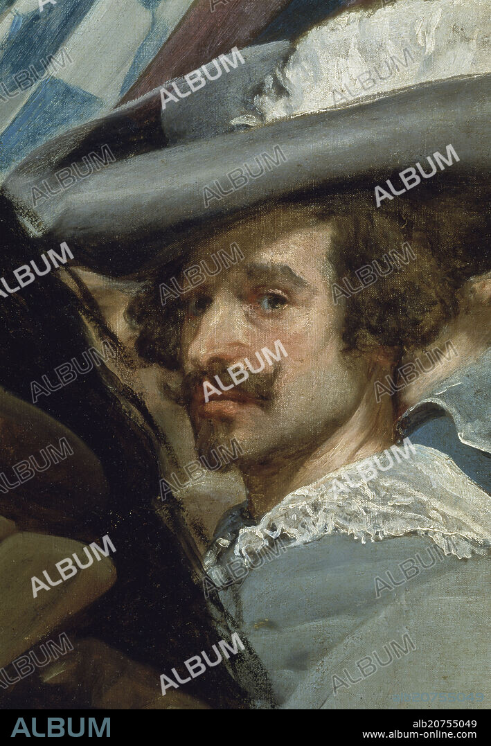 DIEGO VELAZQUEZ (1599-1660). LAS LANZAS O LA RENDICION DE BREDA - DETALLE DEL SUPUESTO AUTORRETRATO DE VELAZQUEZ - 1634 - O/L - NP 1172 - BARROCO ESPAÑOL - CONJUNTO.