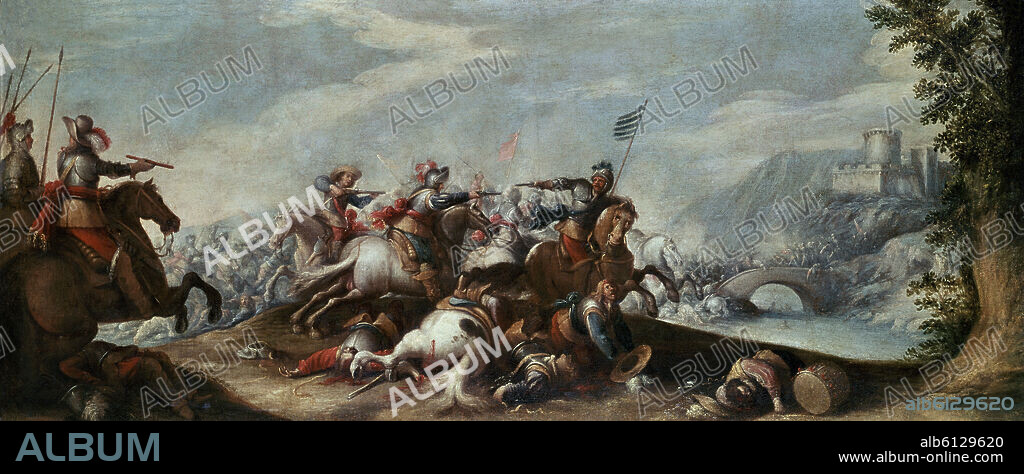 JUAN DE TOLEDO (1618-1665). BATALLA - SIGLO XVII - O/L - 62x146 - NP 2775 - BARROCO ESPAÑOL.