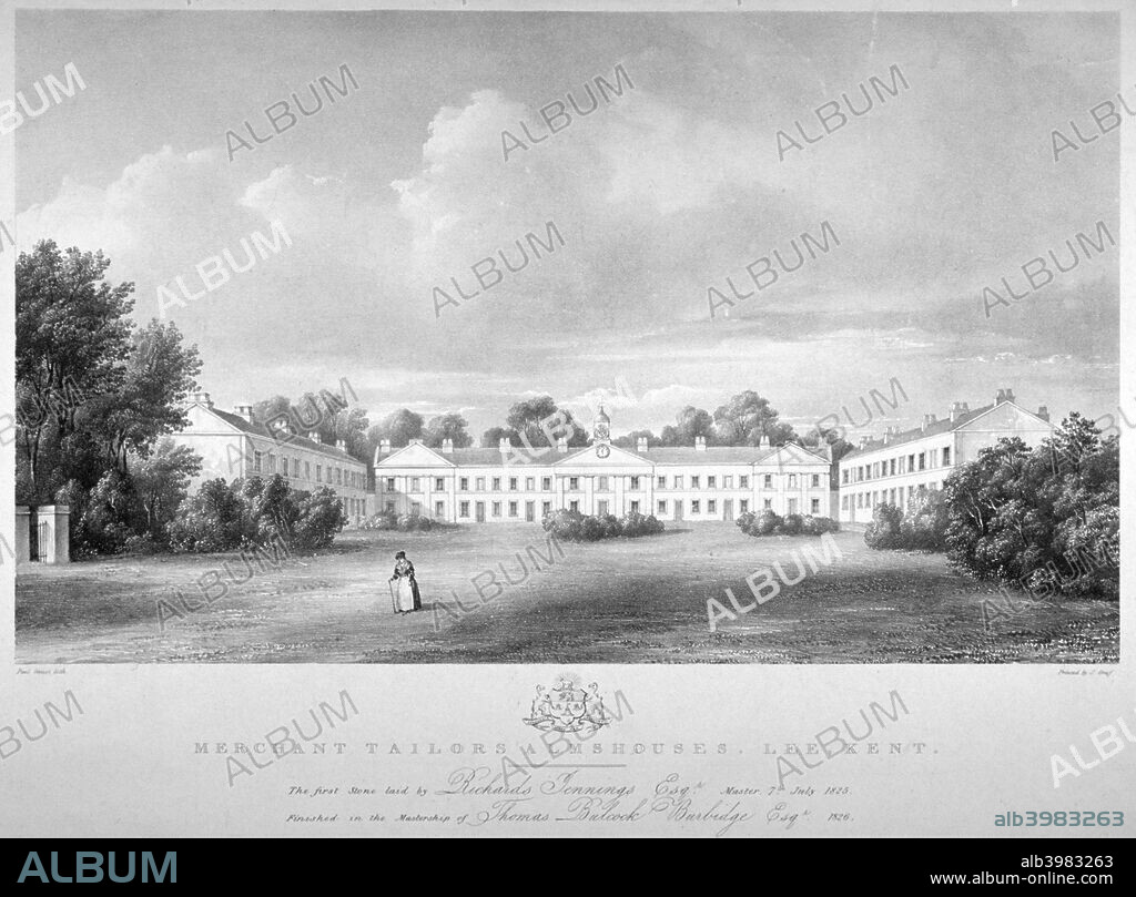View of the Merchant Taylors' Almshouses on Lee High Road, Lewisham, London, 1826.