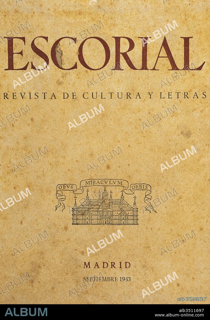 Prensa española, siglo XX. "Escorial". Nº 1-2. Revista de Cultura y Letras. Año 1943. Madrid, España. Cuaderno 35. Director: José María Alfaro.