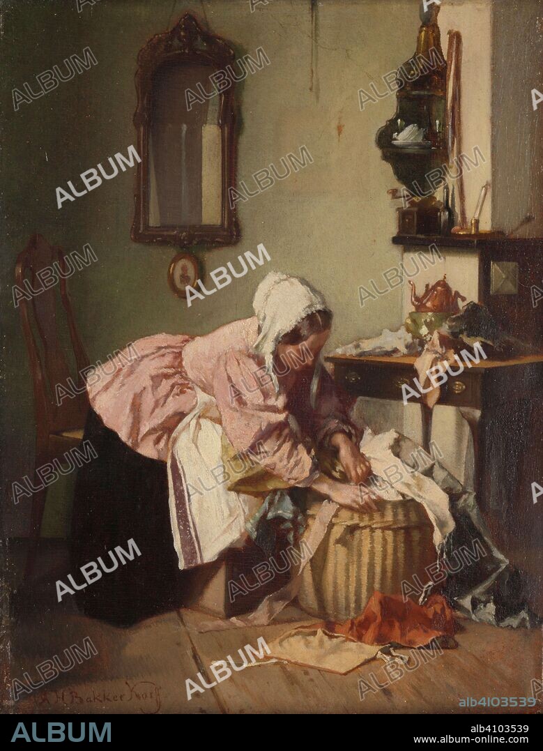 ALEXANDER HUGO BAKKER KORFF. The Rag Basket. Dating: c. 1850 - c. 1882. Place: Netherlands. Measurements: h 21 cm × w 16 cm; d 9 cm.