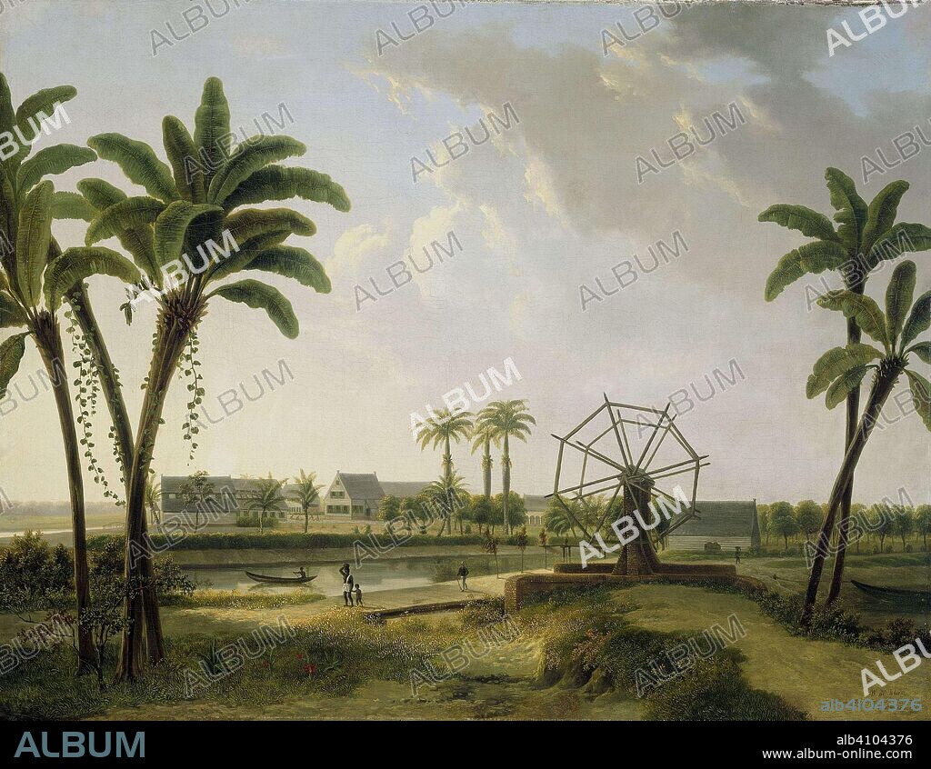 View of the Coffee Plantation Marienbosch in Surinam. Painter: Willem de Klerk (mentioned on object). Intermediary draughtsman: Alexander Ludwich Brockmann (mentioned on object). Dating: 1829 - 1876. Place: Dordrecht. Measurements: h 75 cm × w 97.5 cm.
