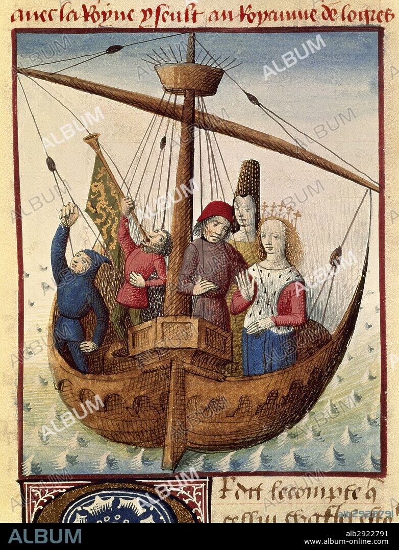 Tristan and Iseult. Miniature, 15th century. Conde Museum. France.