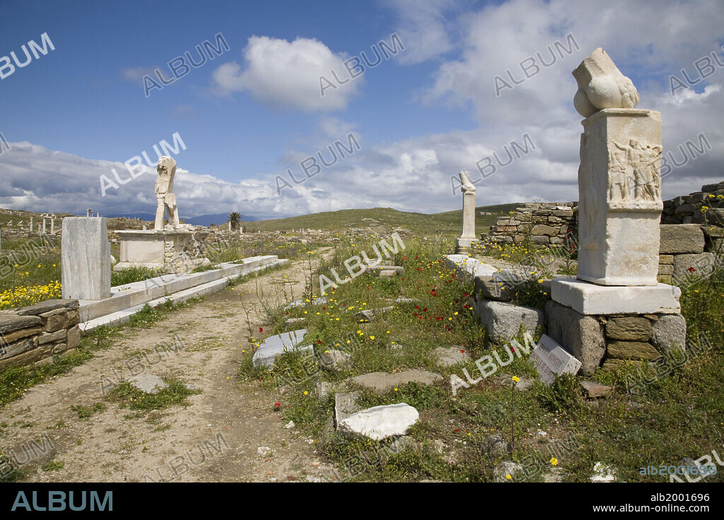 The Exedra of Dionysus can be recognized by its pillars, each topped by an enormous erect phallus.