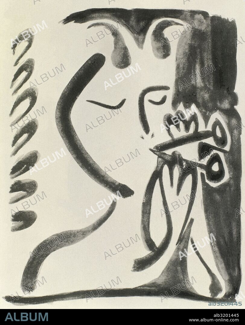 PABLO PICASSO. Pablo Ruiz Picasso (1881-1973). Musician Faun Nr.3. March 3, 1948. Lithography.