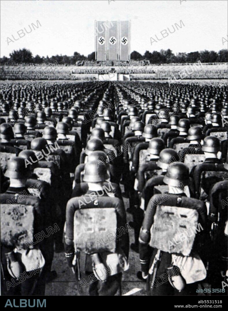 The Nuremberg Rally was the annual rally of the Nazi Party in Germany, held from 1923 to 1938. They were large Nazi propaganda events, especially after Adolf Hitler's rise to power in 1933. These events were held at the Nazi party rally grounds in Nuremberg from 1933 to 1938.