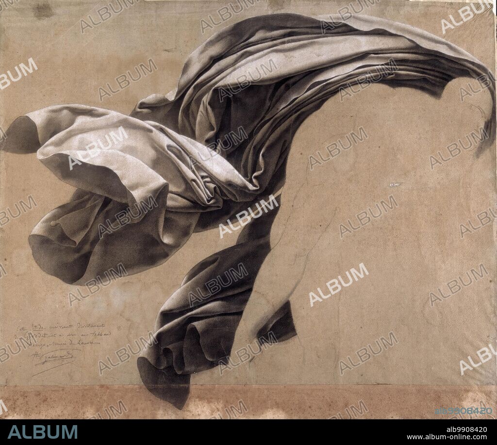 ANNE-LOUIS GIRODET-TRIOSON. Anne-Louise Girodet de Roussy-Trioso/ Etude de draperie pour "Scène de déluge", Creta y sanguina (48 x 56 cm.), 1806.