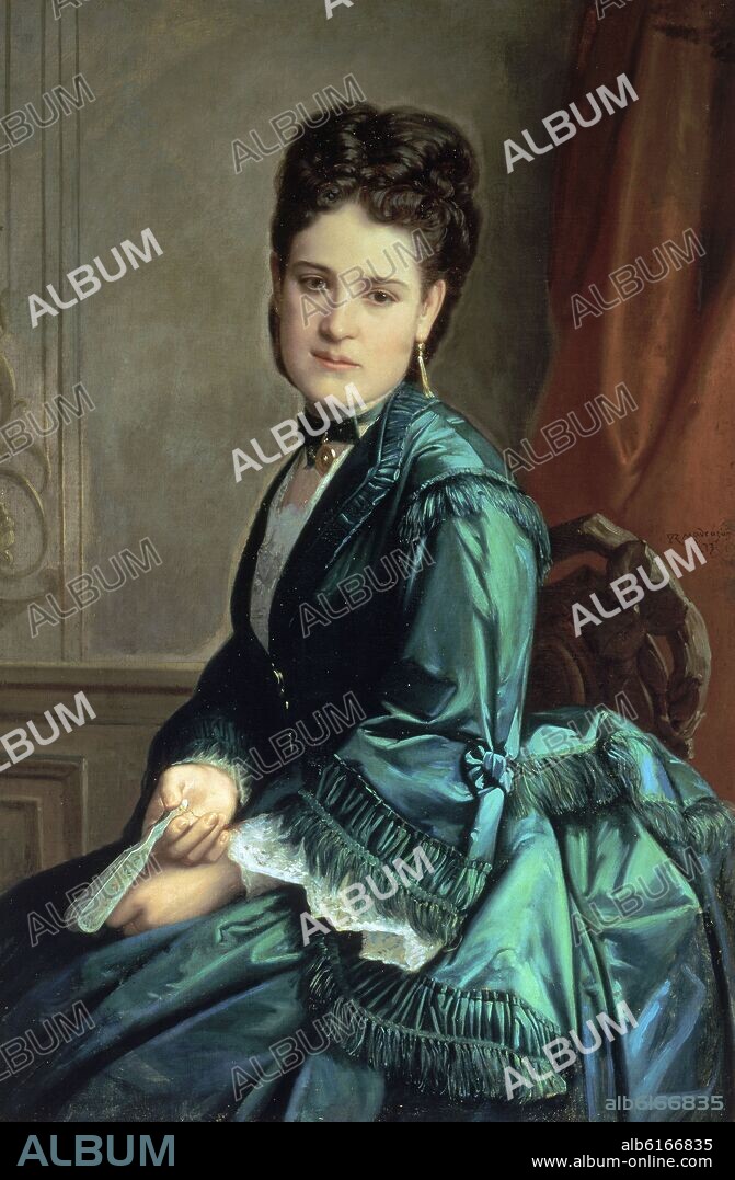 RICARDO MADRAZO Y GARRETA. RETRATO DE ADELINA PATTI (1843-1919) - CANTANTE ITALIANA.