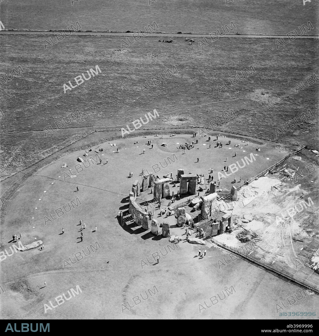 Restoration work at Stonehenge, Wiltshire, July 1958.
