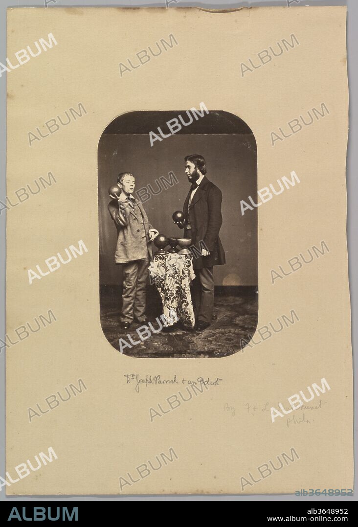 Dr. Joseph Parrish and an Idiot. Artist: Frederick Gutekunst (American, born Germany, 1832-1917). Dimensions: Image: 7 5/16 × 4 3/4 in. (18.6 × 12 cm); (a)
Image: 8 in. × 5 1/4 in. (20.3 × 13.3 cm); (b)
Mount: 14 7/16 × 10 5/16 in. (36.6 × 26.2 cm). Date: ca. 1858.