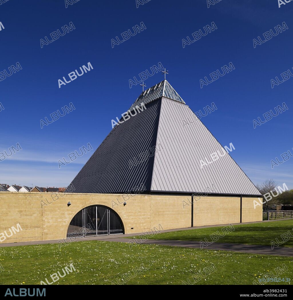 Church of St Bede, Popley Way, Basingstoke, Hampshire, 2011. General view of the church, designed by Robert Maguire with JKBS Architects and built in 2005-2007.