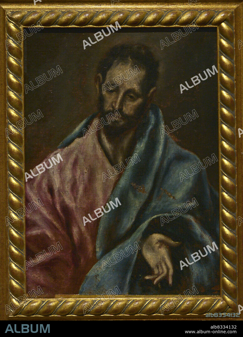 EL GRECO (1541-1614). SPANISH PAINTER BORN IN CRETE. WORKSHOP OF EL GRECO.. James the Less (1st century AD). Apostle and martyr, first cousin of Jesus, he led the Christian Church in Palestine. Portrait by El Greco (Doménikos Theotokópoulos) (1541-1614) and workshop, ca. 1600-1614. Oil on canvas. Loan from a private collection. El Greco Museum. Toledo, Spain.