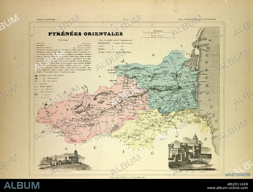 MAP OF PYRÉNÉES ORIENTALES, FRANCE.