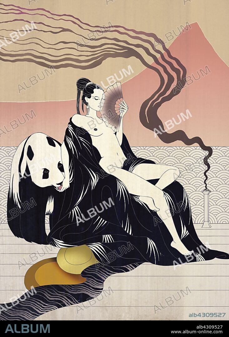 Nude Asian woman and panda.