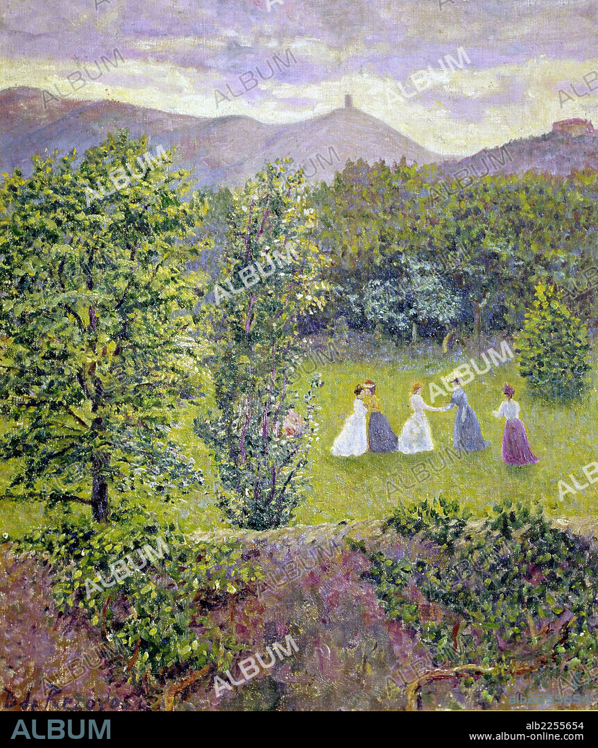 DARIO DE REGOYOS Y VALDÉS. REGOYOS , DARIO. PINTOR ESPAÑOL. RIBADESELLA 1857 - 1913. " GARDEN PARTY " , OLEO SOBRE LIENZO.