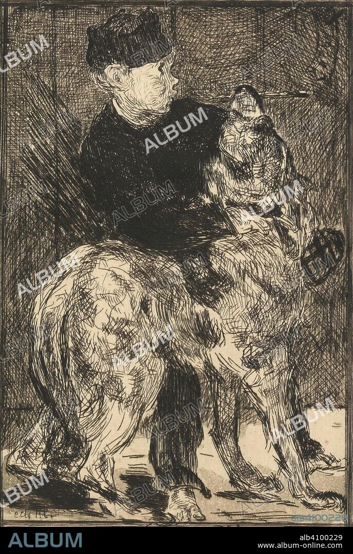 EDOUARD MANET. The Boy with a Dog (Le garçon et le chien). Dimensions: 49.9 cm x 34.4 cm, 20.4 cm x 14.3 cm, 20.4 cm x 14.3 cm.