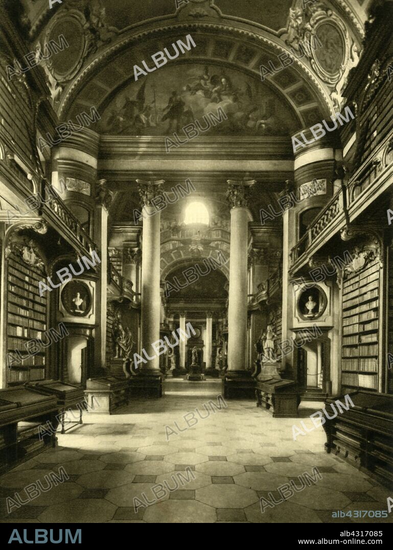 The Austrian National Library, Vienna, Austria, c1935. Interior of the Österreichische Nationalbibliothek in the Neue Burg Wing of the Hofburg (Imperial Palace). The library complex, which includes museums. was founded by the Habsburgs and was originally called the Imperial Court Library. From "Österreich - Land Und Volk", (Austria, Land and People). [R. Lechner (Wilhelm Müller), Vienna, c1935].
