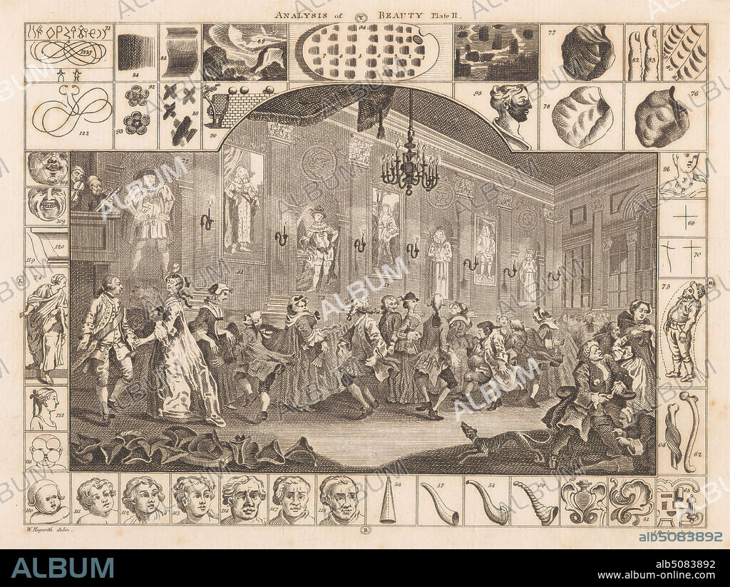 Analysis of Beauty, Plate II, Print made by J. Barlow, active 1791, after William Hogarth, 16971764, British, Published by John Boydell, 17201804, British, 1791, Etching and line engraving on medium, slightly textured, cream wove paper.