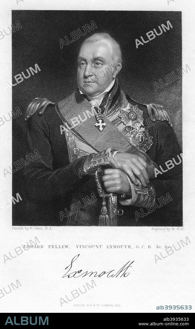 Edward Pellew, 1st Viscount Exmouth, British naval officer, 1831. Admiral Pellew (1757-1833) fought during the American War of Independence, the French Revolutionary Wars and the Napoleonic Wars.