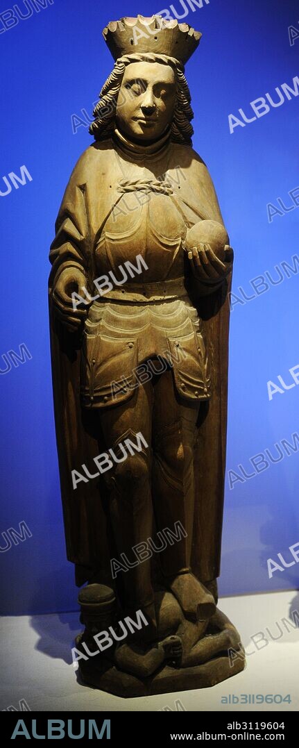 San Erik (Erik Jedvardsson) (h.1120-1160). Rey de Suecia. Escultura en madera. Finales del siglo XV. Procedente de la Iglesia de Alsike. Museo Medieval. Estocolmo. Suecia.