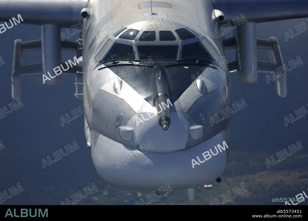 Tupolev Tu-95MS strategic bomber of the Russian Air Force at Victory day parade rehearsal, Moscow region, Russia.