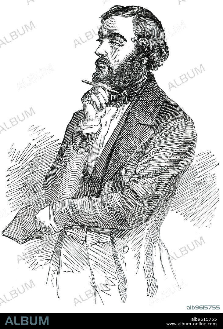 M. Eugene Sue, 1850. Portrait of French writer and '...Socialist candidate for the department of the Seine' Eugène Sue, '...a pleasant, jovial-looking, dark-complexioned man, seemingly of about forty- six years of age, although in reality forty-nine; rather corpulent; dresses with care, and is altogether prepossessing...The works of Eugene Sue had long ago marked his place amongst the destructive spirits of this age, for his imagination gave a febrile attraction to the brutal excesses of his sensual pen, and his attacks had been incessantly directed against the principles of religion, morality, authority, and property'.  From "Illustrated London News", 1850.