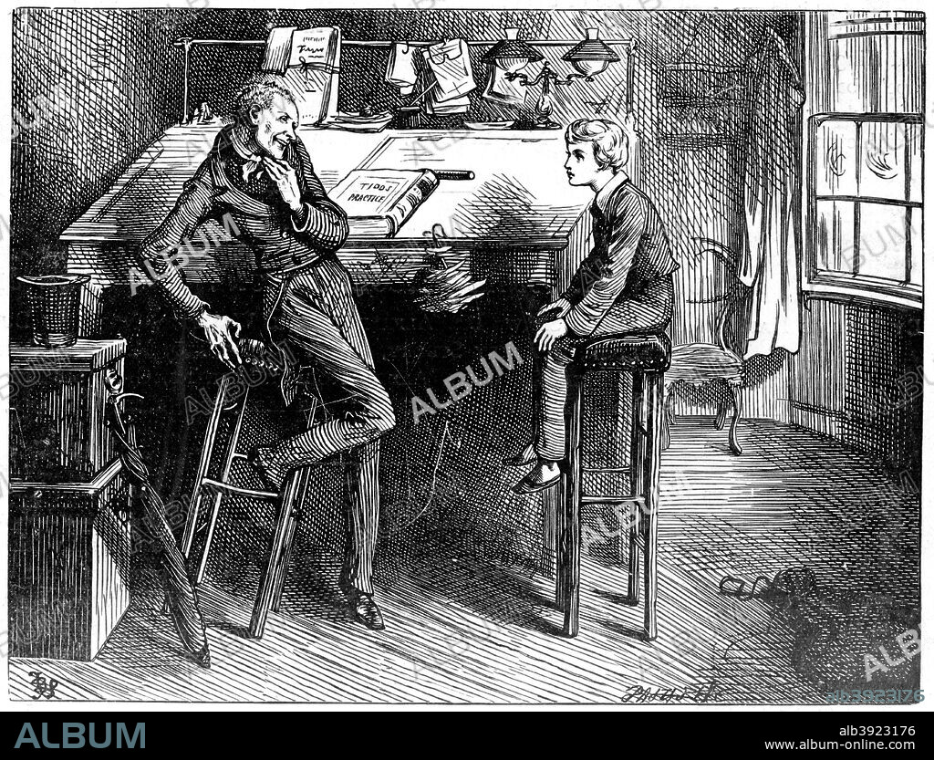 Scene from David Copperfield, by Charles Dickens. A print from The Bookman, February 1912.