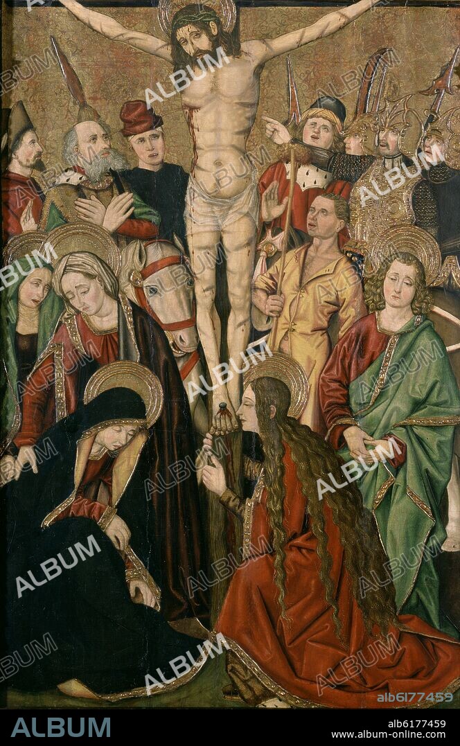 MAESTRO DE ALFAJARÍN. CRUCIFIXION - SIGLO XV - GOTICO ESPAÑOL.