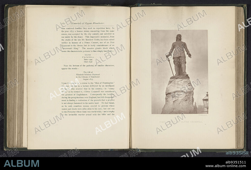 Statue of Oliver Cromwell in Manchester, First Statue of Oliver Cromwell (title on object), Alfred Brothers, anonymous, c. 1870 - in or before 1880, paper, height 150 mm × width 100 mm.