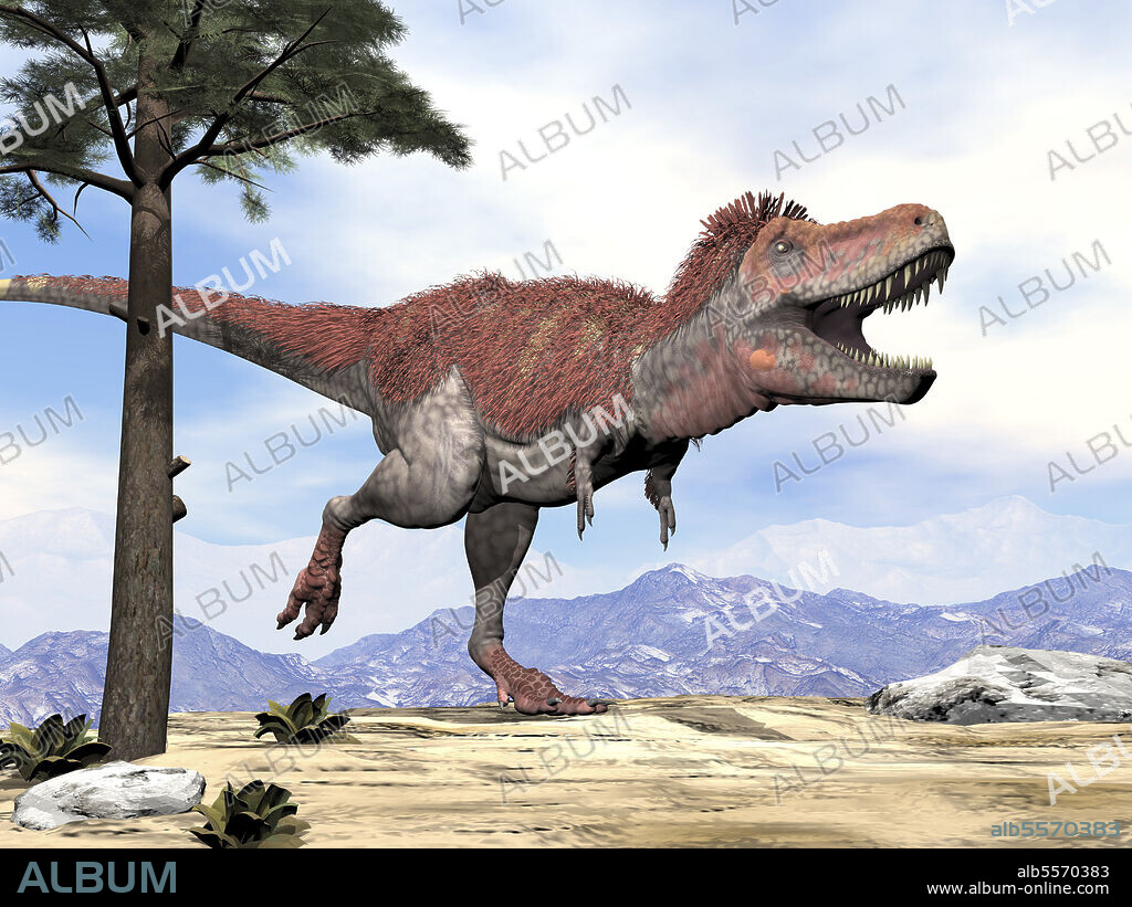 Tarbosaurus dinosaur roaring.