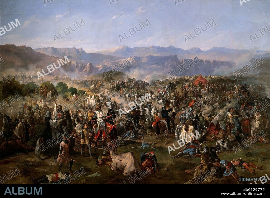 FRANCISCO DE PAULA VAN HALEN (1810-1887). Battle of las navas de Tolosa, won by Alphonse VIII against the Moors on the 16 July 1212. Oil on canvas. Madridn Senate.