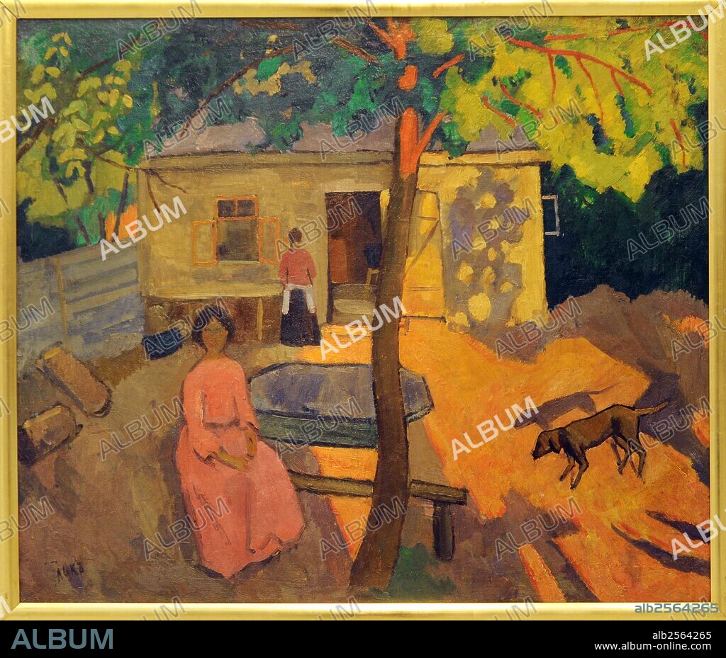 Robert Rafailovich Falk (1886-1958). Russian painter. Landscape with a dog, 1910. Oil on canvas. National Gallery of Prague. Czech Republic.