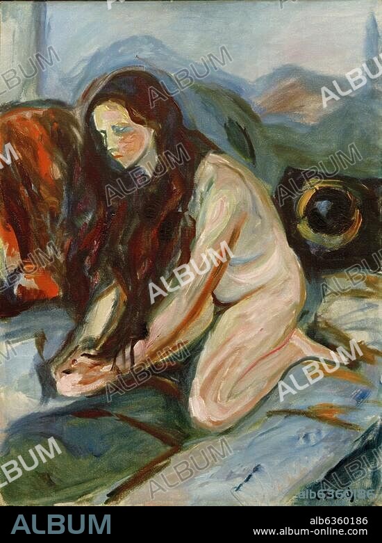 EDVARD MUNCH. Munch, Edvard. 1863-1944. "Nude kneeling", 1922. Oil on canvas, 90 × 68cm.
