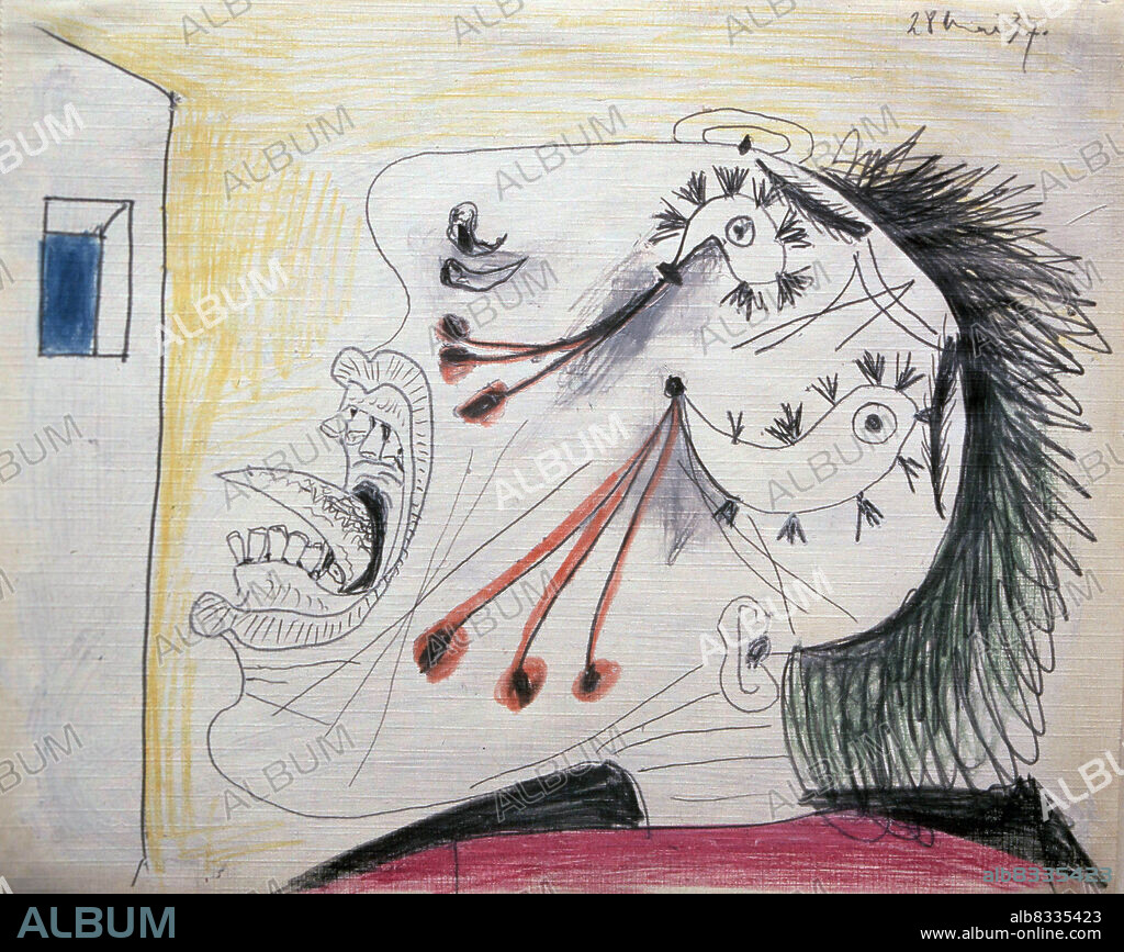 PABLO PICASSO. PICASSO , PABLO RUIZ. PINTOR ESPAÑOL . MALAGA1881-1973. " EL GUERNICA ". DIBUJO PREPARATORIO REALIZADO EL 28 DE MAYO DE 1937. MUSEO DEL PRADO . MADRID. ATENCION: AUTOR CONTEMPORANEO SUJETO A COPYRIGHT ©. EL CLIENTE FINAL ES RESPONSABLE DE LA GESTION DE LOS DERECHOS DE AUTOR CON LAS SOCIEDADES EXISTENTES DE GESTION DE DERECHOS O DIRECTAMENTE CON LOS ORGANISMOS TITULARES DE LOS MISMOS.