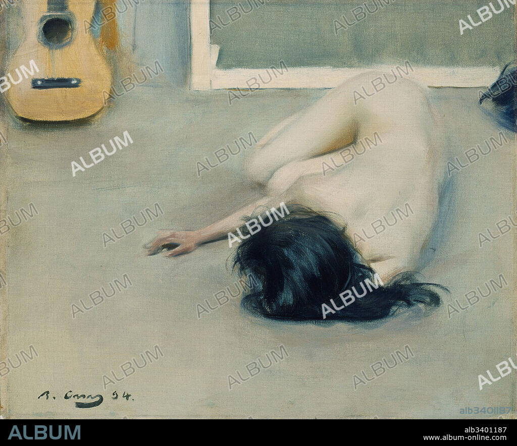 RAMÓN CASAS. Ramón Casas / 'Desnudo con guitarra', 1894, Óleo sobre lienzo.