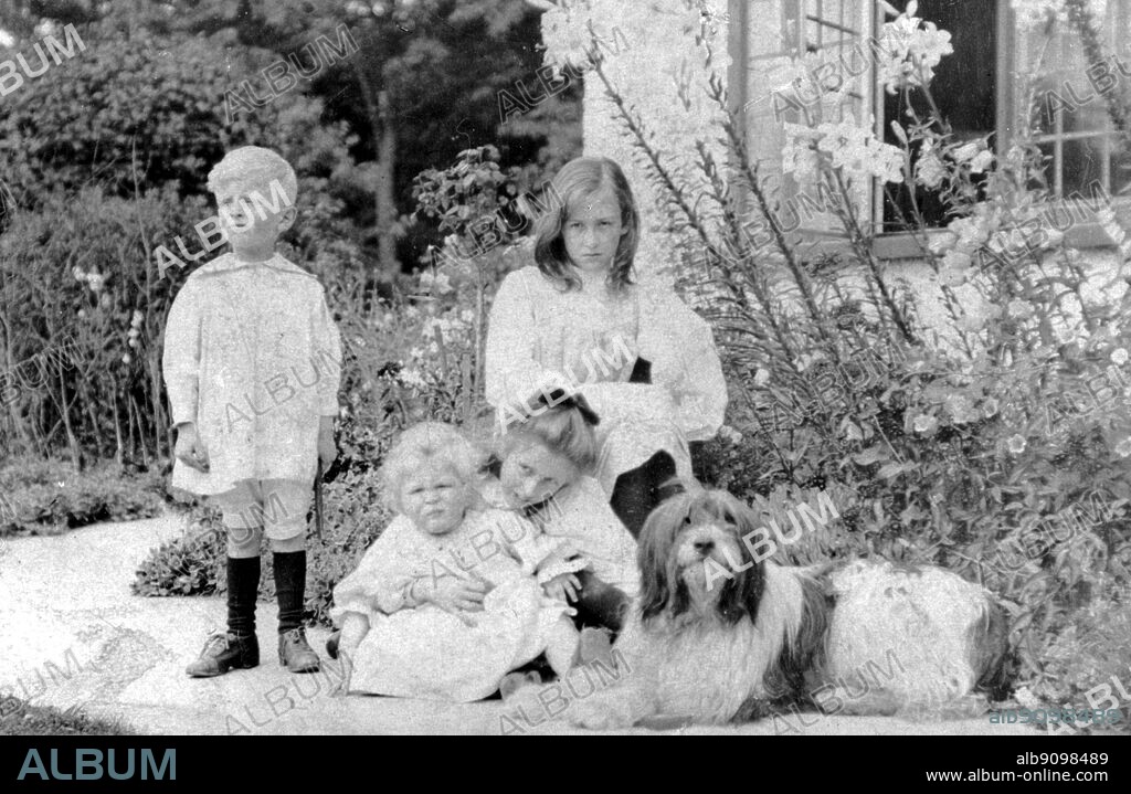 (Wystan) W H Auden, aged about fifteen months, with his cousins and eldest brother John, staying at Perkins Farm, Monmouth 1908. W H Auden, The Life of a Poet, by Charles Osborne.