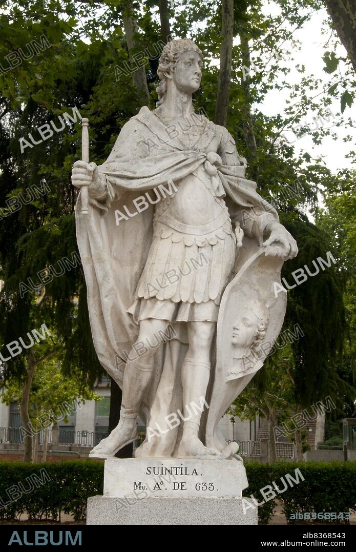 Suintila, or Swinthila, Svinthila; (c. 588 633 / 635) was Visigothic King of Hispania, Septimania and Galicia from 621 to 631. There was a new peace in the Kingdom of the Visigoths. As a direct result, by 624 the king was able to retake those lands that had been under the control of the Eastern Roman Empire. He was a son of Reccared I and wife Bado, and a brother of the general Geila.<br/><br/>. It was around Suintilas time that a secondary form of the word Hispania was growing in usage: Spania, from which the modern name of Spain originated.