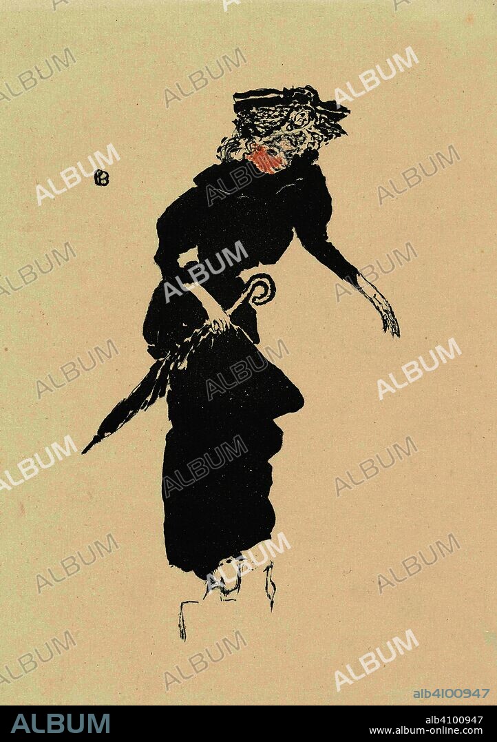 PIERRE BONNARD. Woman with an Umbrella (Femme au parapluie). Dimensions: 31 cm x 22.8 cm, 22 cm x 13 cm.