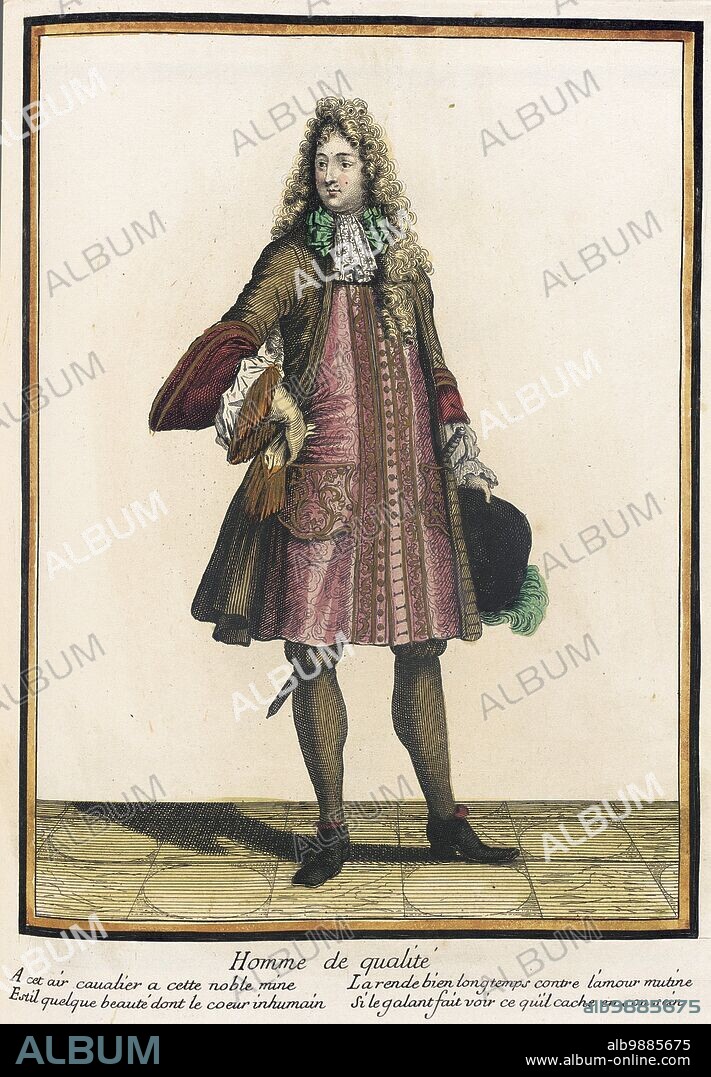 HENRI BONNART. Recueil des modes de la cour de France, 'Homme de Qualité', Bound 1703-1704.