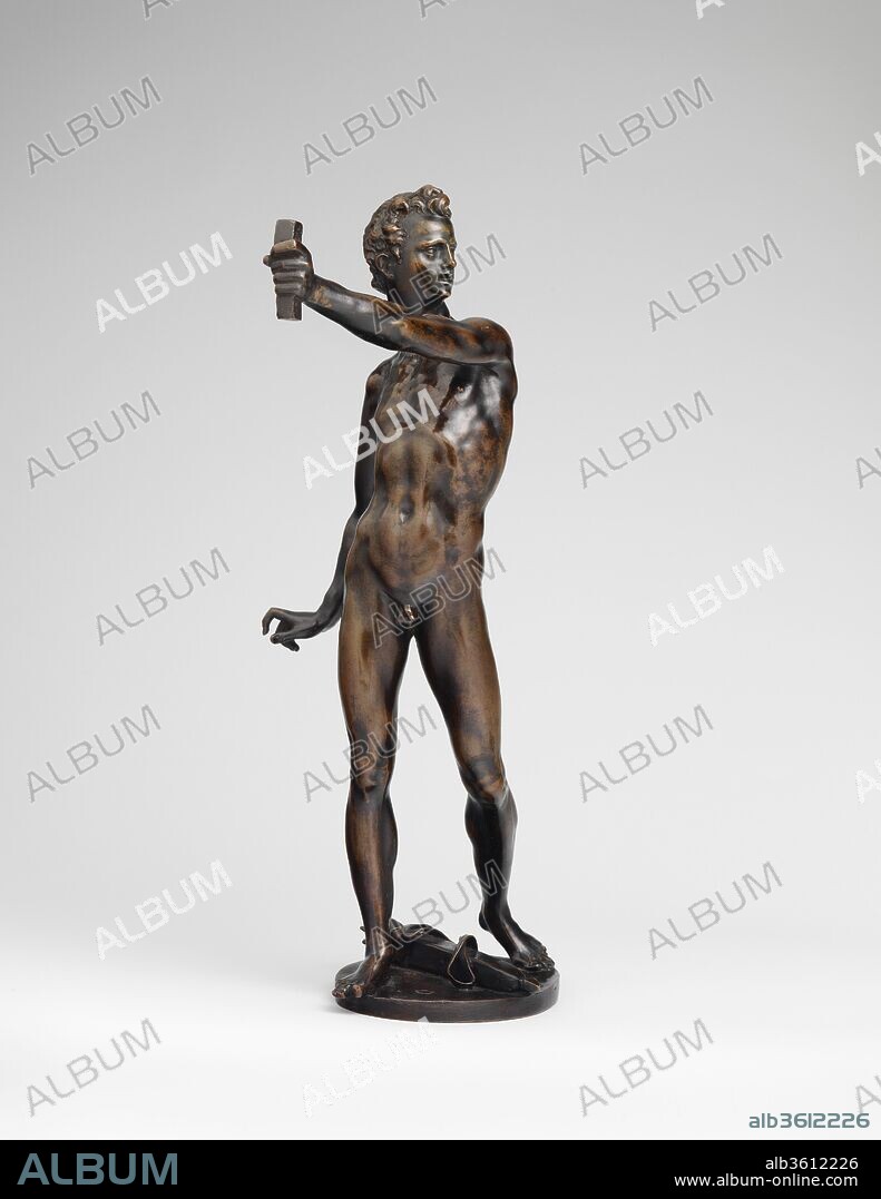 Apollo. Artist: Adriaen de Vries (Netherlandish, The Hague ca. 1545-1626 Prague). Culture: German, probably Augsburg. Dimensions: Overall (confirmed): 18 3/4 × 10 5/8 × 7 1/2 in. (47.6 × 27 × 19.1 cm). Date: ca. 1594-98.
Heavy, rich, and difficult to master, bronze sculpture was the realm of the wealthiest collectors and their curiosity cabinets. This statuette was made to be admired up close, held in the hands of a privileged few. While contemporaries such as Albrecht Dürer courted markets across social classes, the Dutch sculptor De Vries embodied exclusivity. Except for two fountains in wealthy Augsburg, the well-traveled, Italian-influenced De Vries made art only for a tiny cluster of patrons in the circle of his protector, Emperor Rudolph II, at his court in Prague.
[Elizabeth Cleland, 2017].