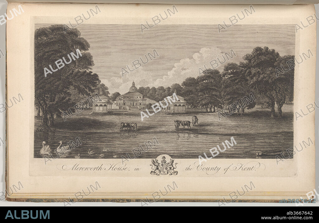 Nash Court in Boughton, in the County of Kent, from Edward Hasted's, The History and Topographical Survey of the County of Kent, vols. 1-3. Artist: Anonymous, British, 18th century. Dimensions: Book: 17 5/16 × 11 × 13/16 in. (44 × 28 × 2 cm)
Sheet: 16 15/16 × 10 5/8 in. (43 × 27 cm)
Plate: 10 1/16 × 14 in. (25.5 × 35.5 cm). Date: 1777-90.
Plate 4, vol. III, the Seat of Thomas Hawkins, Esq.  See 2014.599.1-.30 for comments.
