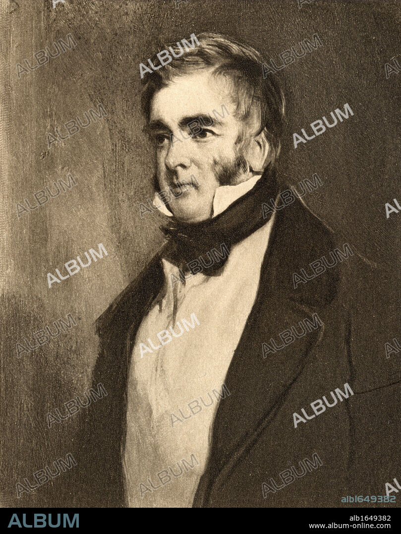 William Lamb, 2nd. Viscount Melbourne,1779-1848.British statesman and Prime Minister, 1834, 1835-1841. Engraved by Emery Walker from a portrait by Sir. Edwin Landseer.From the book 'The Girlhood of Queen Victoria 1832-1840 Vol II' published 1912.