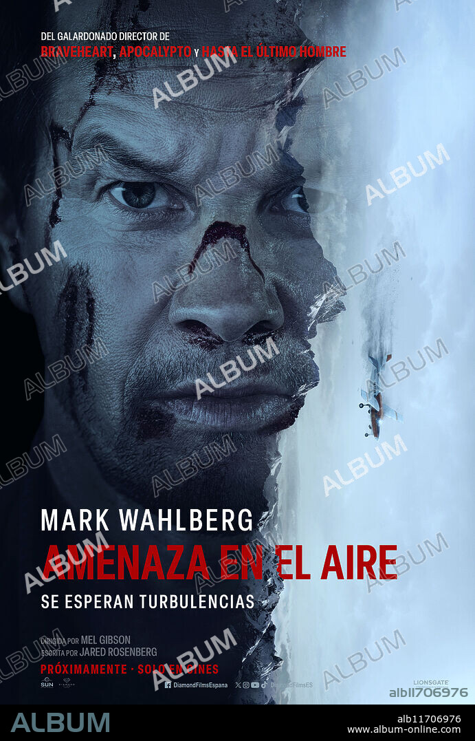 Poster de AMENAZA EN EL AIRE, 2024 (FLIGHT RISK), dirigida por MEL GIBSON. Copyright Hammerstone Studios / Davis Entertainment.