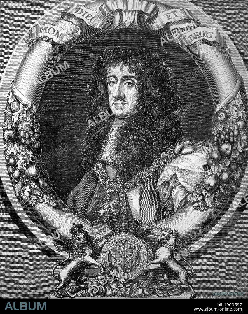 Carlos II de Inglaterra (1630-1685), rey de Inglaterra, Escocia e Irlanda desde 1660 hasta su muerte.