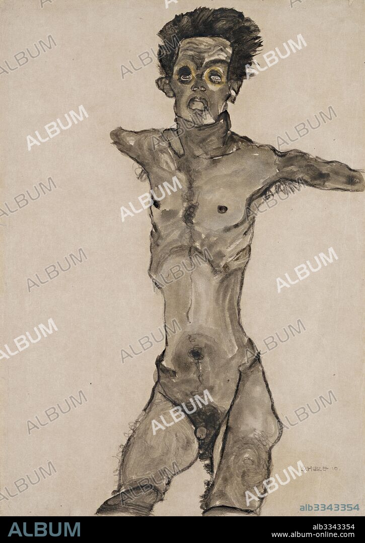 self nude open Nude Self-Portrait in Gray with Open Mouth – Leopold Museum ...