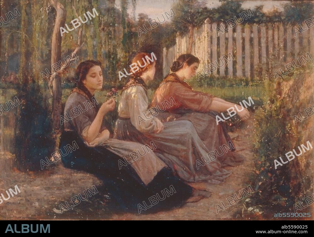 CRISTIANO BANTI. Banti, Cristiano. 1824-1904. "Confidenze" (confidentiality). Painting. Florence, Palazzo Pitti, Galleria d'Arte Moderna.