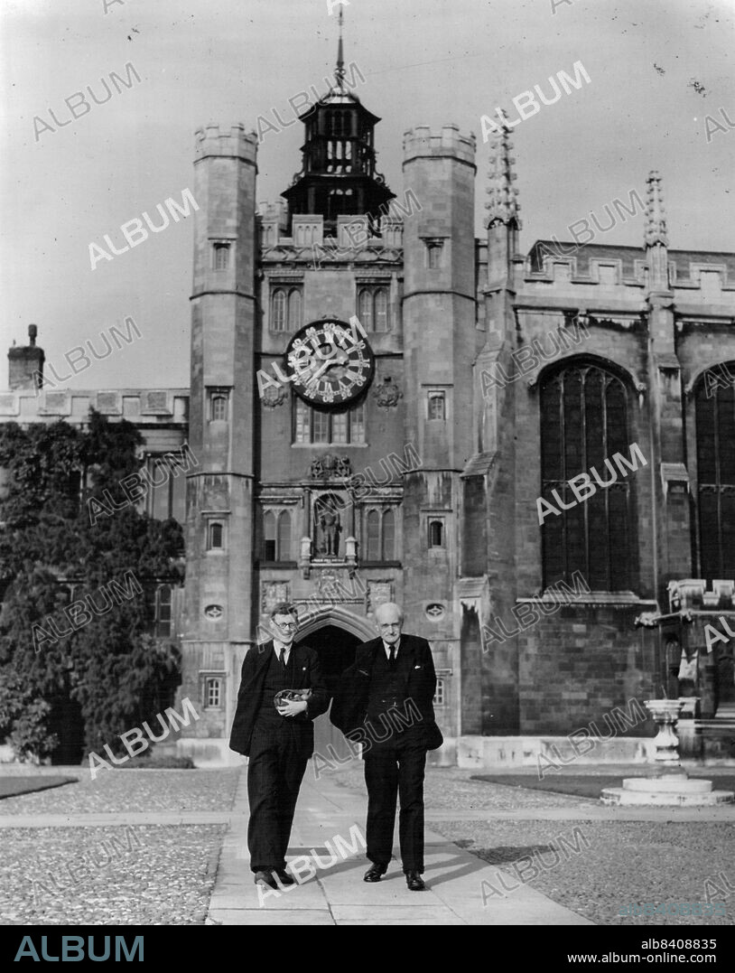 The Master Of Trinity College With A Tutor: Professor Sir George Macaulay Trevelyan and Mr. P.W. Duff, a tutor at the College. They are seen in the famous quadrangle. March 08, 1947.