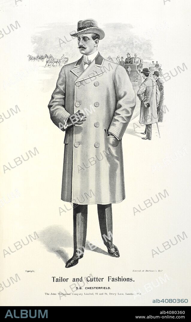 D.B. Chesterfield.  'Tailor and cutter fashions'. London Art Fashion Journal. London, 1900. Source: London art fashion journal, October 1900. Opposite page 115.