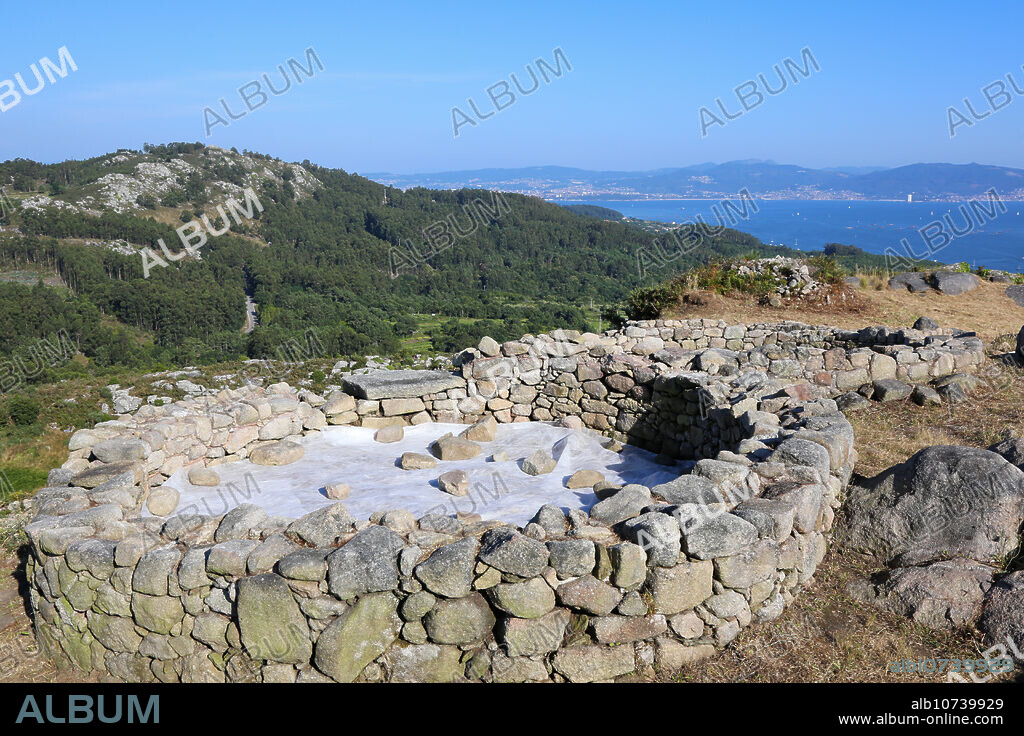 Poblado Castrexo Monte do Facho, The Iron-Age settlement of the Facho Mountain, Cabo de Home, Ria de Vigo, Cangas, Pontevedra province, Galicia, Spain.