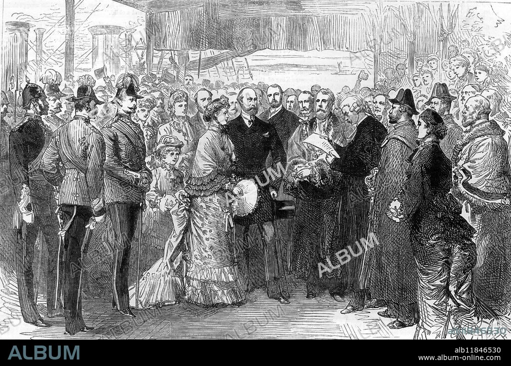 Arrival of Princess Helen of Waldeck-Pyrmont in England : The welcome at Queenborough. 1882. Princess Helena of Waldeck and Pyrmont [1] (Helene Friederike Auguste; later Duchess of Albany; 17 February 1861 - 1 September 1922), who became a member of the British Royal Family by marriage, was the daughter of George Victor, Prince of Waldeck and Pyrmont (regions now in Germany) and his wife, Princess Helena of Nassau (also in Germany). Prince Leopold , Duke of Albany, KG, KT, GCSI, GCMG, GCStJ (Leopold George Duncan Albert; 7 April 1853 - 28 March 1884) was the eighth child and youngest son of Queen Victoria and Prince Albert. Leopold was later created Duke of Albany, Earl of Clarence, and Baron Arklow.